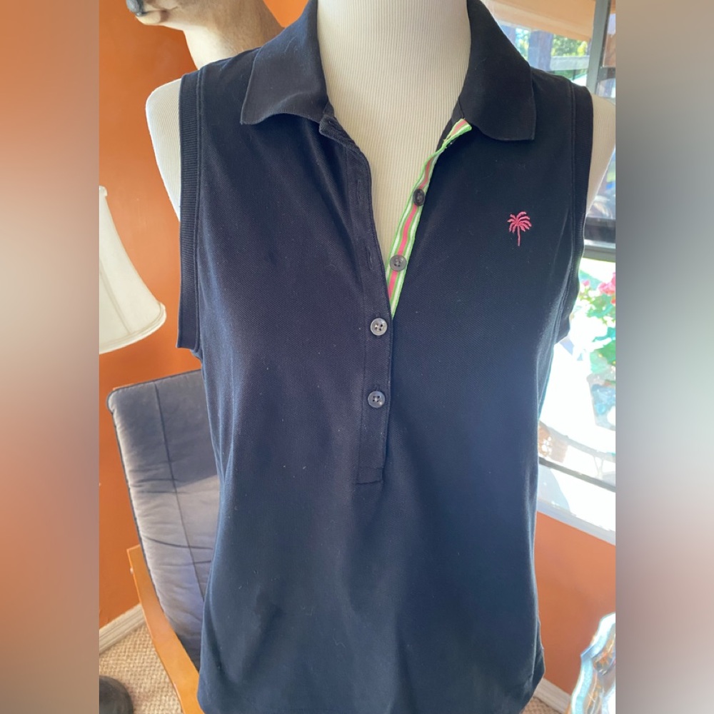 Lilly Pulitzer Sleeveless Navy Quarter Button Top